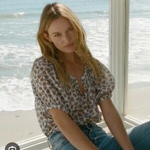 Doen June Blouse sea salt and Bedford paisley organic cotton size small